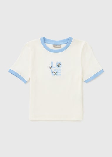 Girls Cream Love Ribbed Top (7-15yrs)