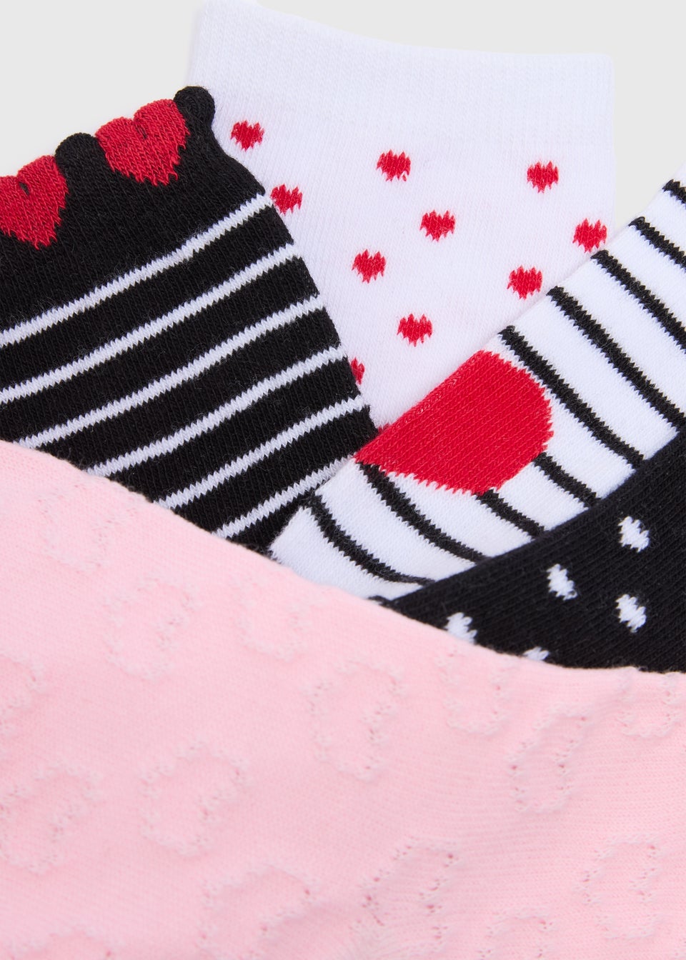 5 Pack Girls Multicolour Heart Ankle Socks (Younger 6-Older 6.5)