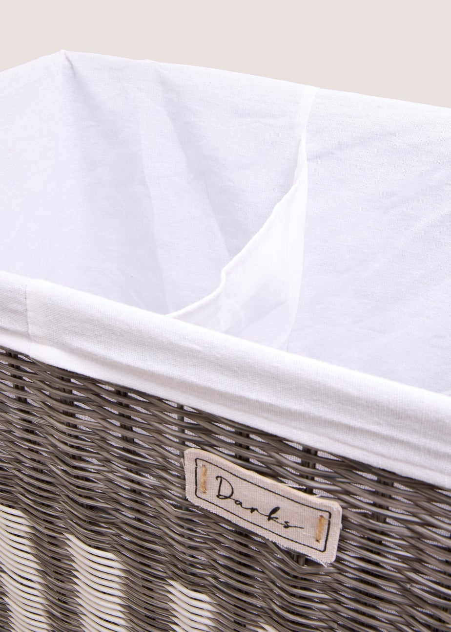 Grey Plastic Wicker Laundry & Darks Basket