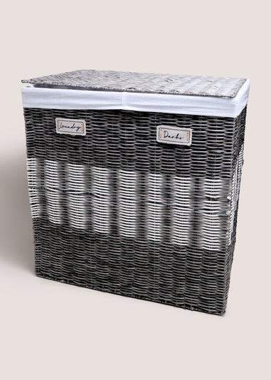 Grey Plastic Wicker Laundry & Darks Basket