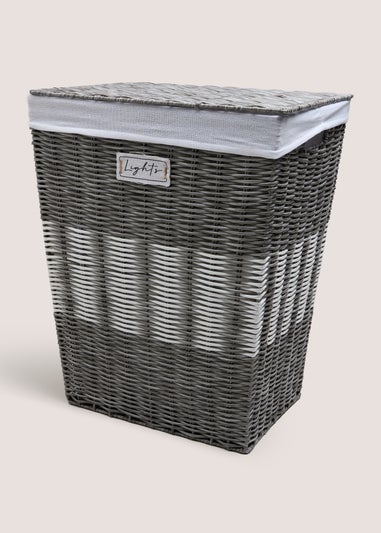 Grey Wicker Laundry Basket
