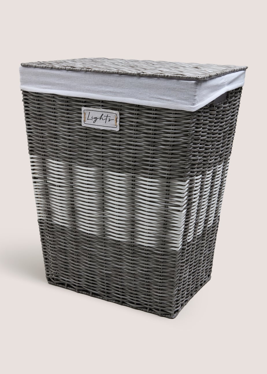Grey Wicker Laundry Basket