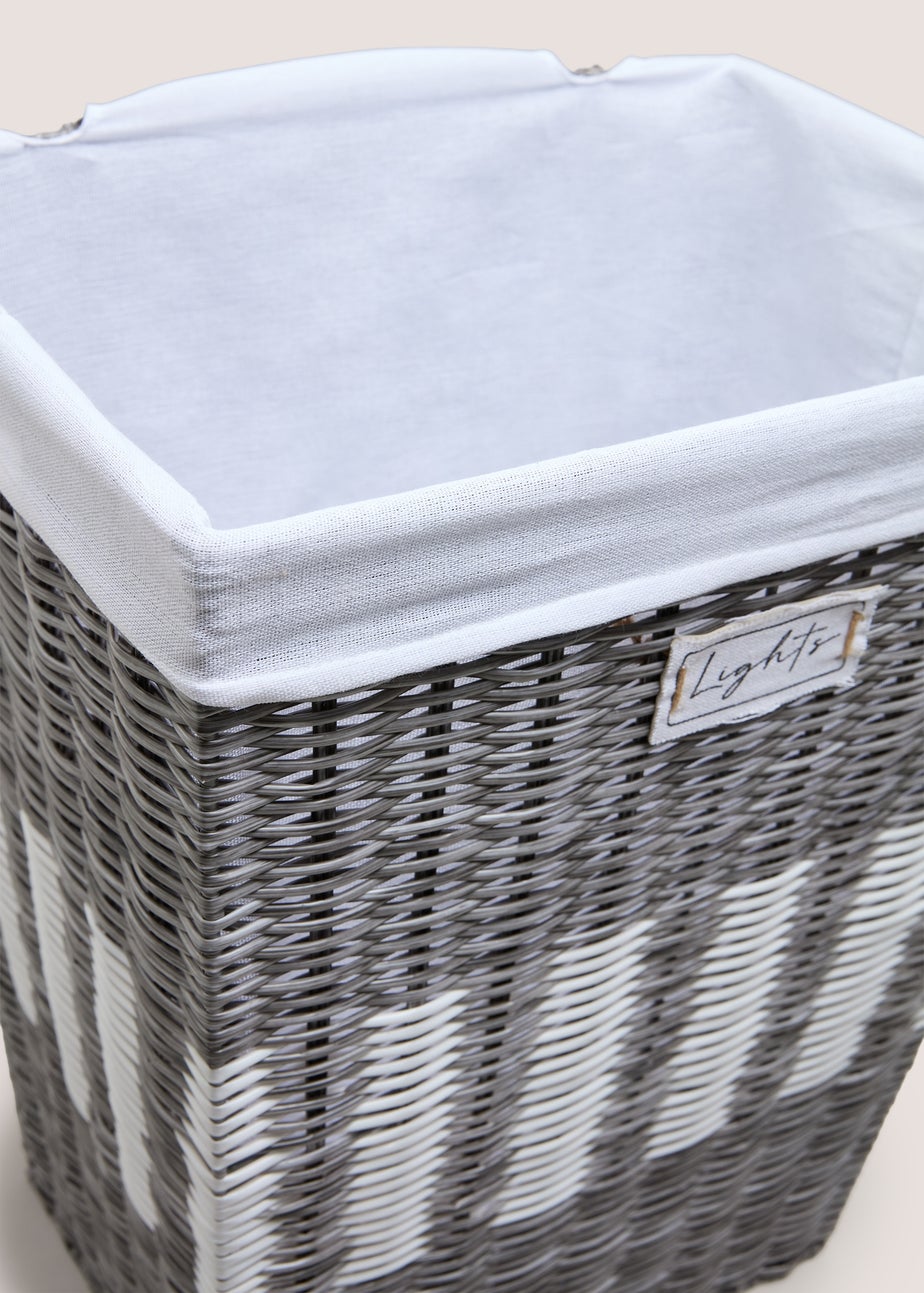Grey Wicker Laundry Basket