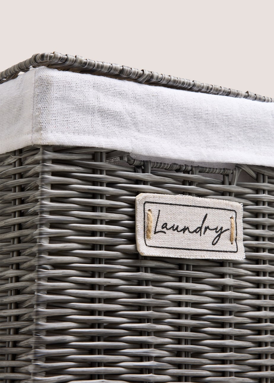 Grey Wicker Slim Plastic Laundry Basket
