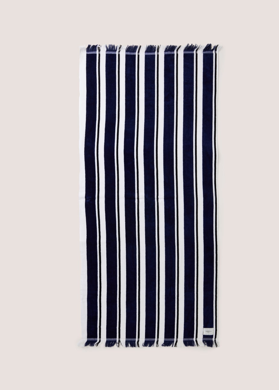 Navy Beach Co Striped Towel