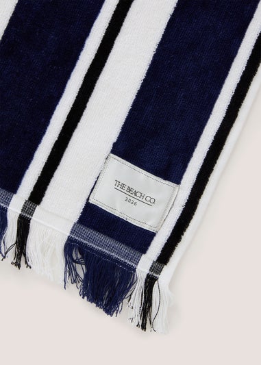 Navy Beach Co Striped Towel