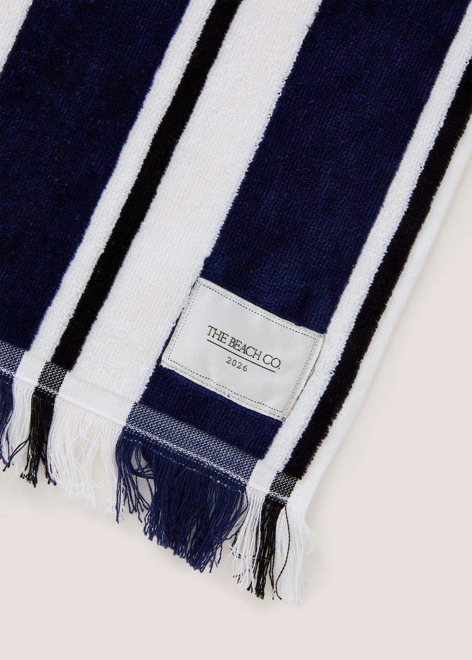 Navy Beach Co Striped Towel