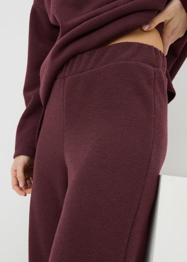 Burgundy Soft Touch Co Ord Wide Leg Trousers