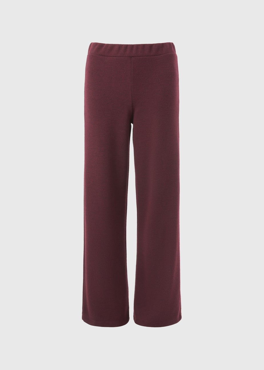 Burgundy Soft Touch Co Ord Wide Leg Trousers