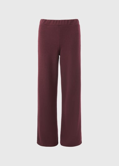 Burgundy Soft Touch Co Ord Wide Leg Trousers