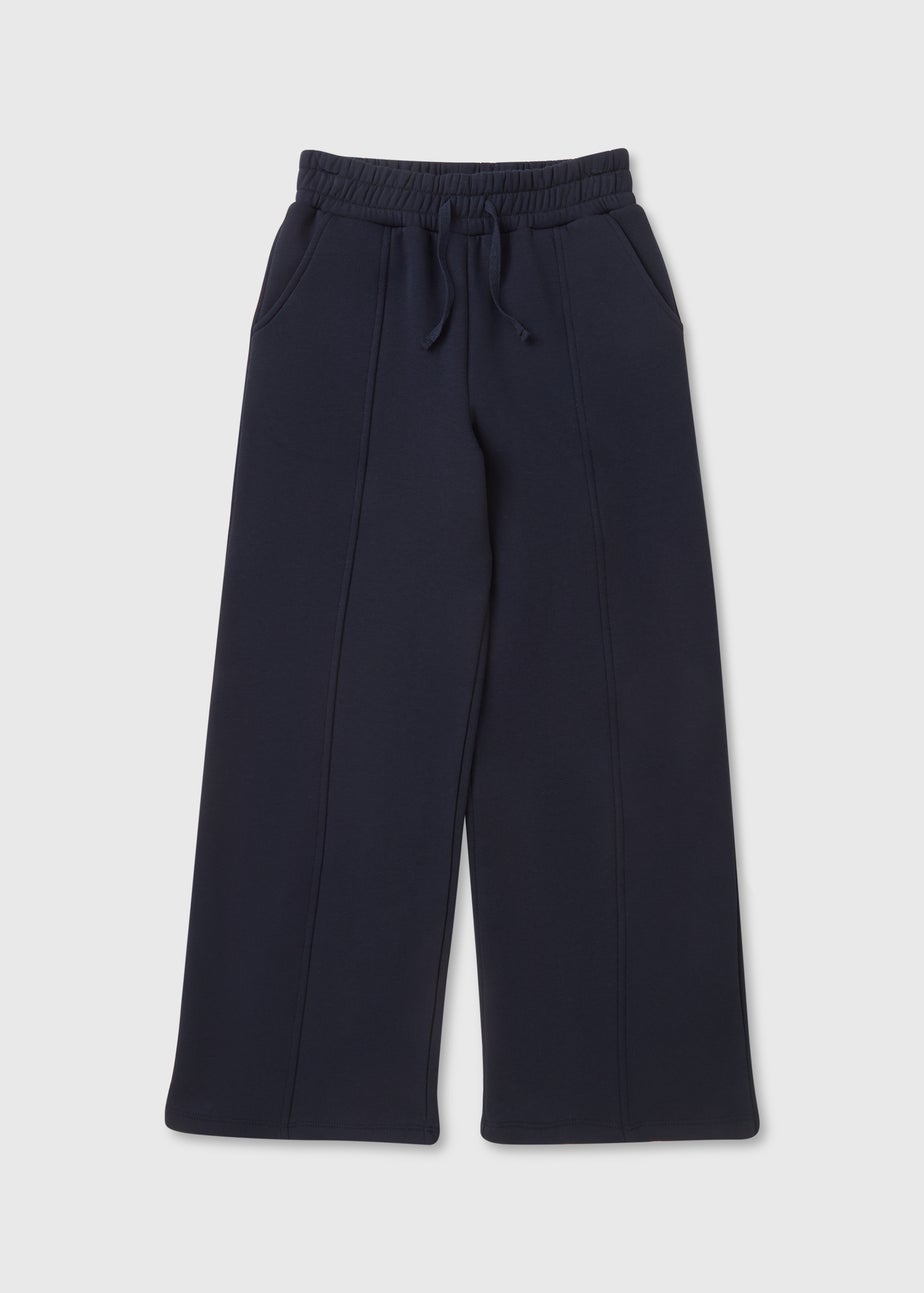 Girls Navy Wide Leg Jogging Bottoms (7-15yrs)