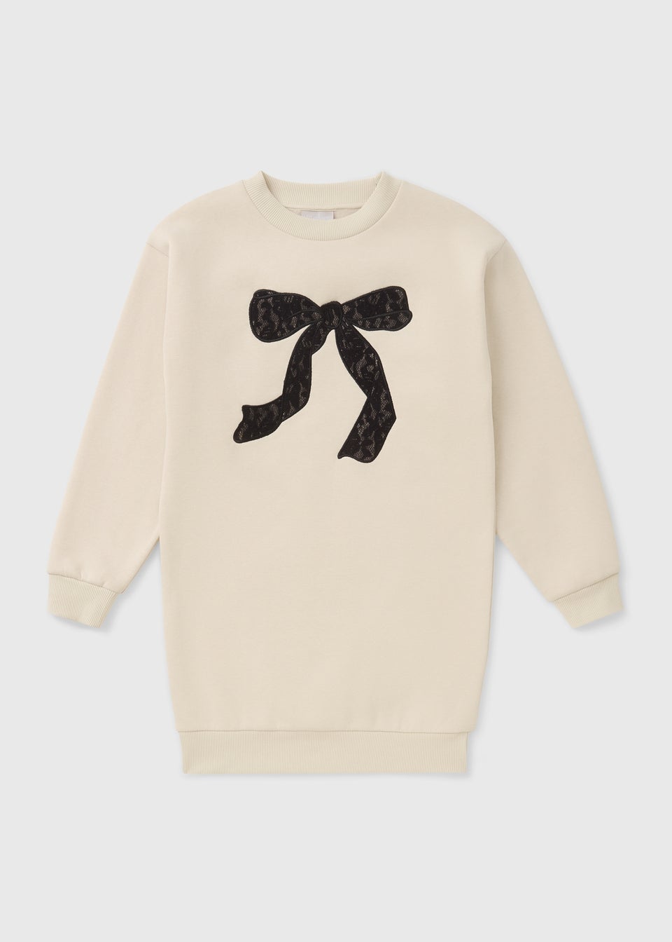 Girls Cream Bow Sweatshirt Dress (7-15yrs)
