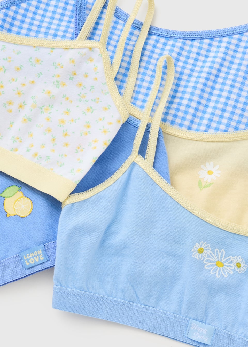 5 Pack Girls Blue Daisy Crop Tops (6-14yrs)