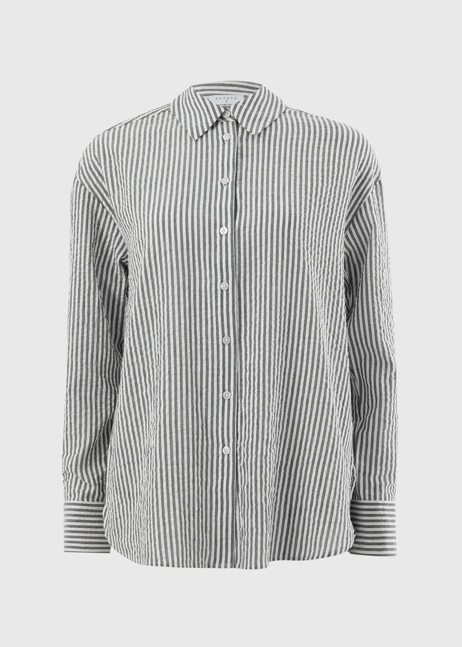 Black Stripe Seersucker Shirt