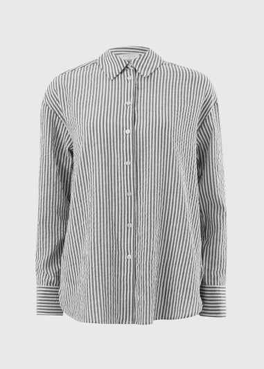 Black Stripe Seersucker Shirt