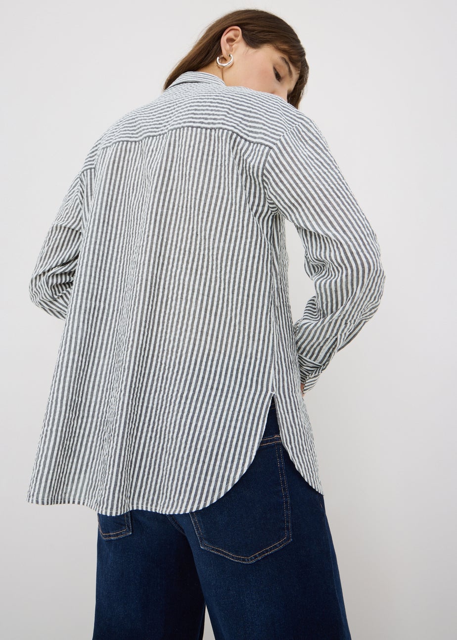Black Stripe Seersucker Shirt