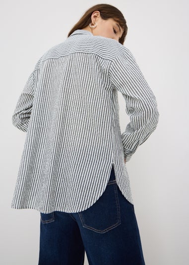 Black Stripe Seersucker Shirt