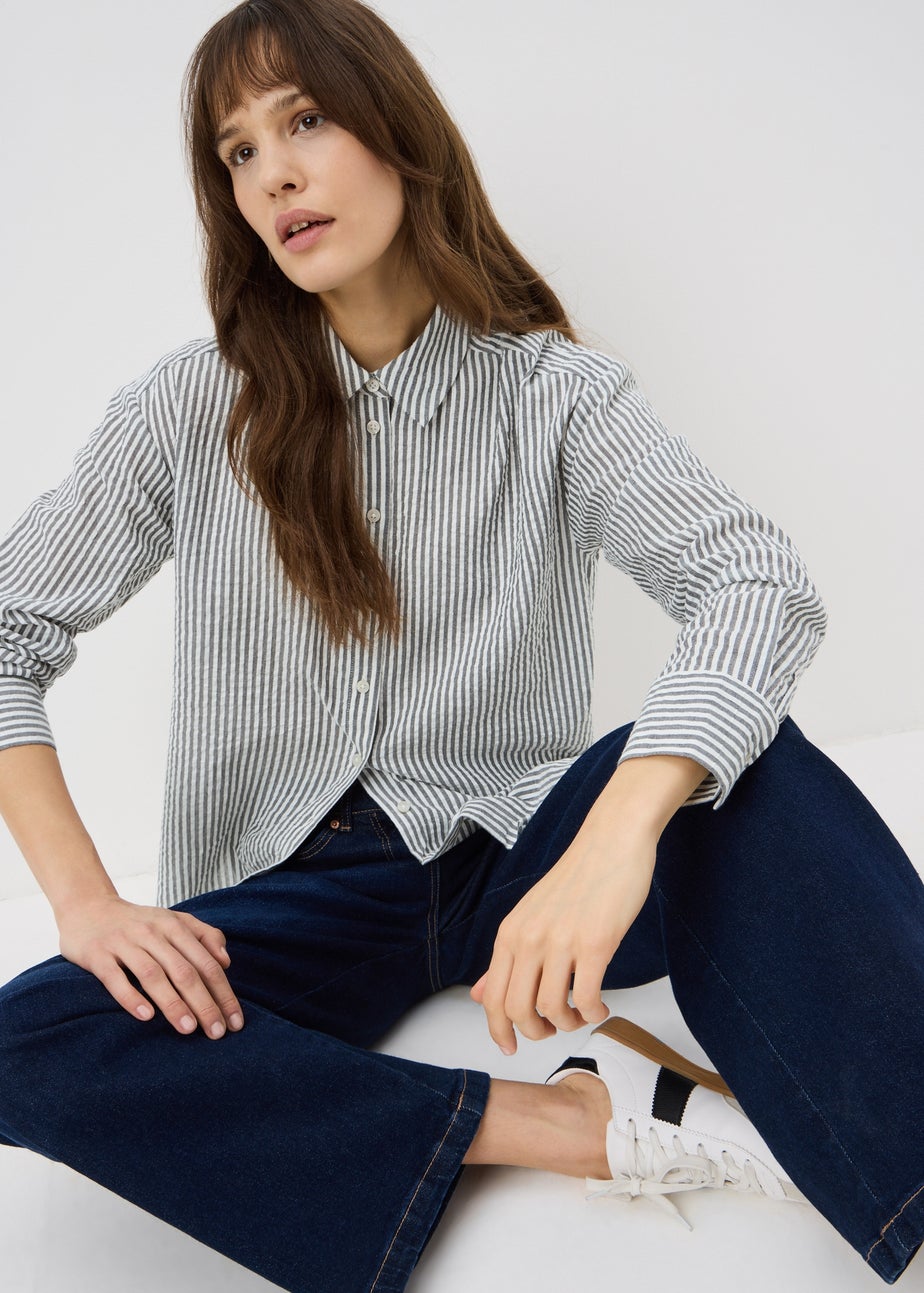 Black Stripe Seersucker Shirt