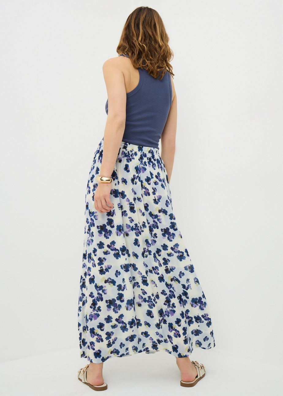 Purple Floral Cheesecloth Maxi Skirt