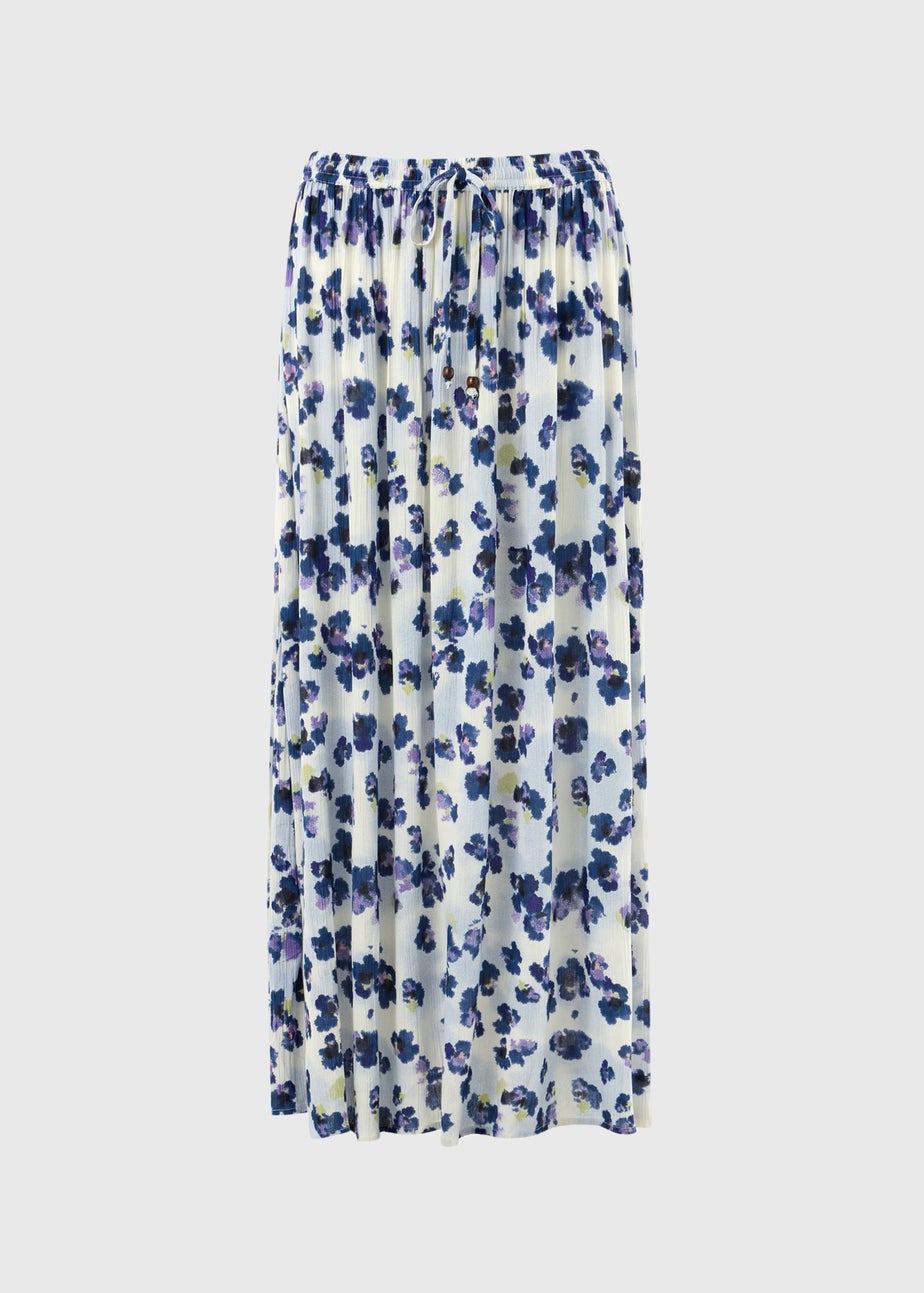 Purple Floral Cheesecloth Maxi Skirt