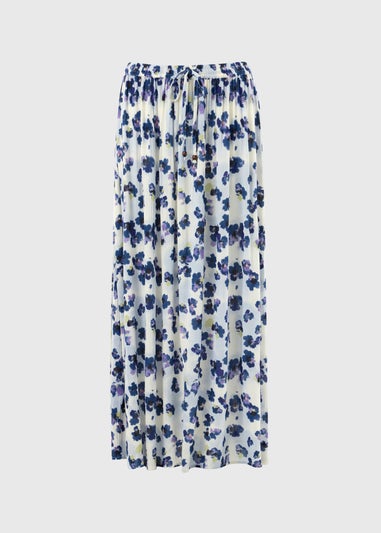 Purple Floral Cheesecloth Maxi Skirt