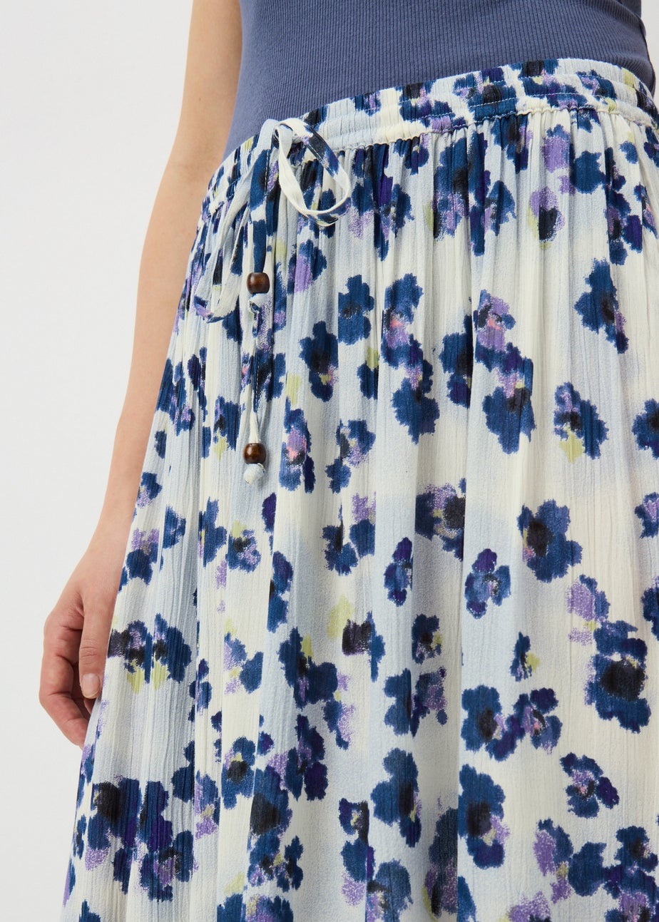 Purple Floral Cheesecloth Maxi Skirt