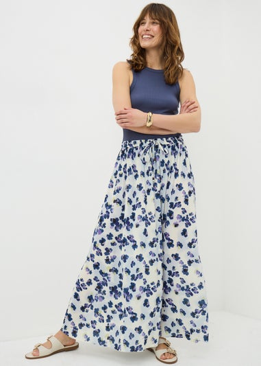 Purple Floral Cheesecloth Maxi Skirt