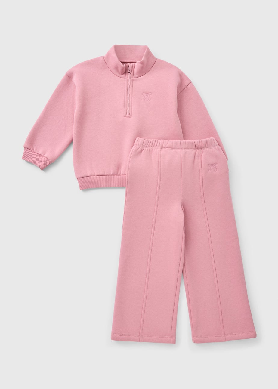 Girls Pink Funnel Neck Sweatshirt & Jogging Bottoms (1-7yrs)