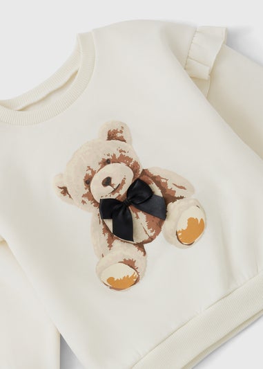 Girls Cream Teddy Sweatshirt & Flares Set