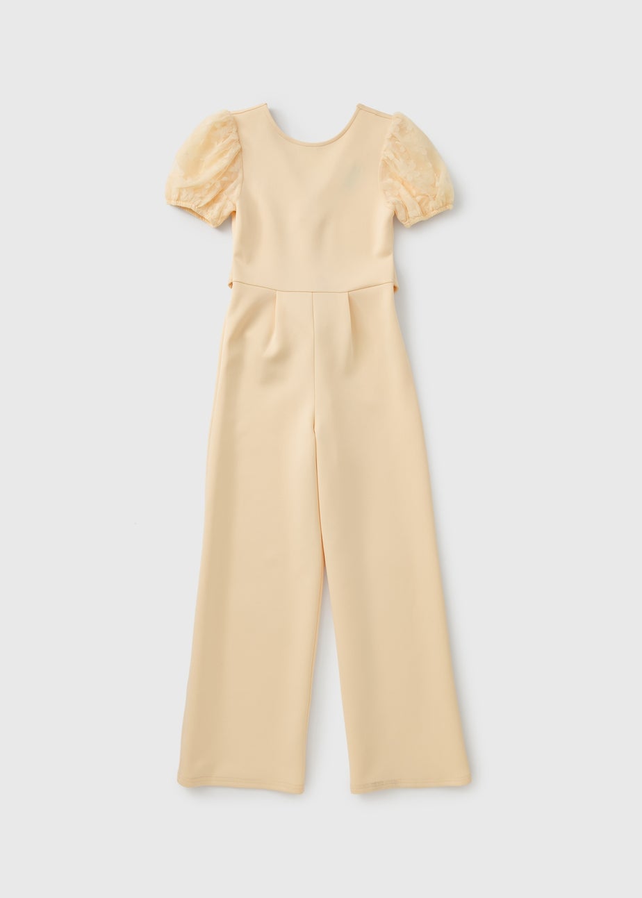 Girls Yellow Puff Sleeve Jumpsuit (7-15yrs)