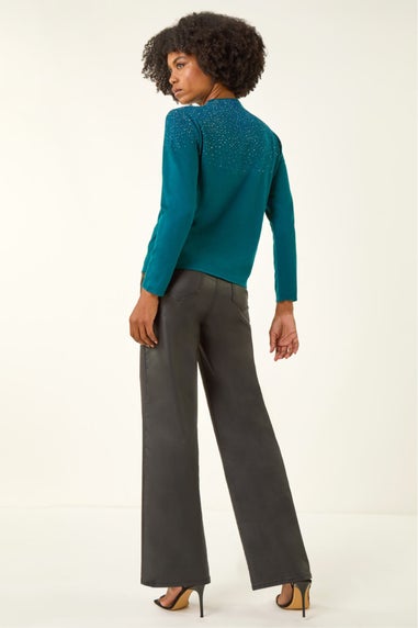 Roman Dark Green Diamante Long Sleeve Jumper