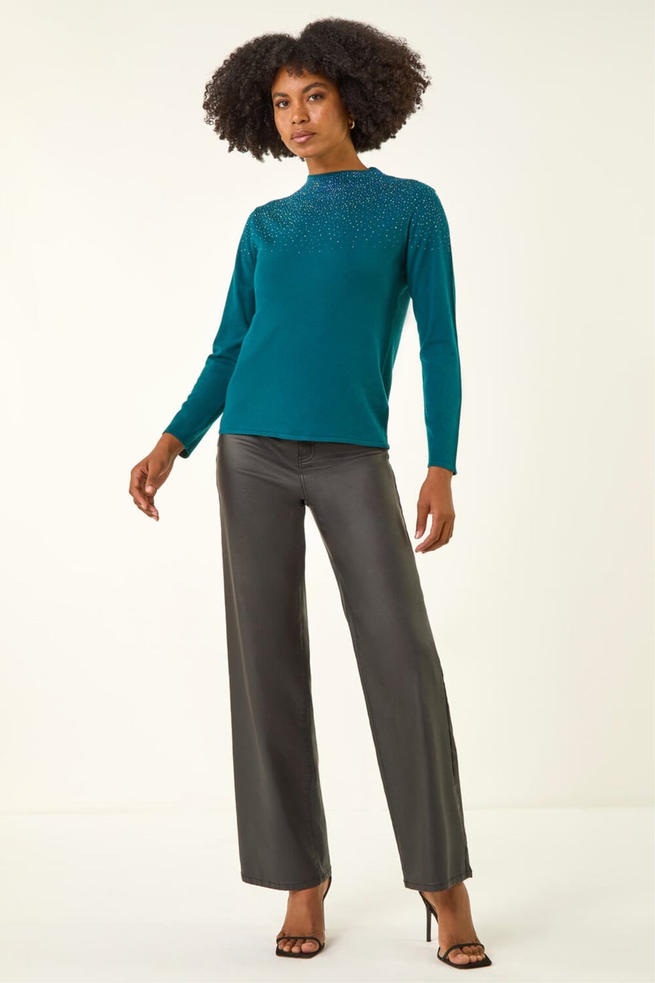 Roman Dark Green Diamante Long Sleeve Jumper