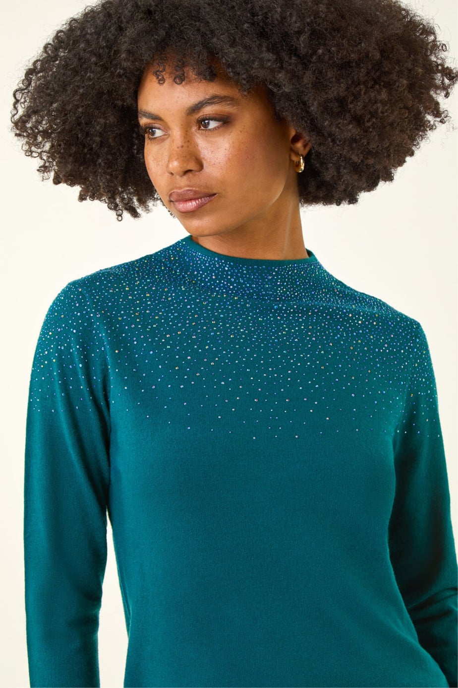 Roman Dark Green Diamante Long Sleeve Jumper