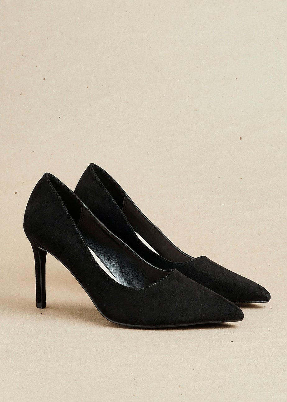 Linzi Martina Wide Fit Black Faux Suede Classic Court Heel