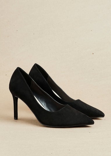 Linzi Martina Wide Fit Black Faux Suede Classic Court Heel