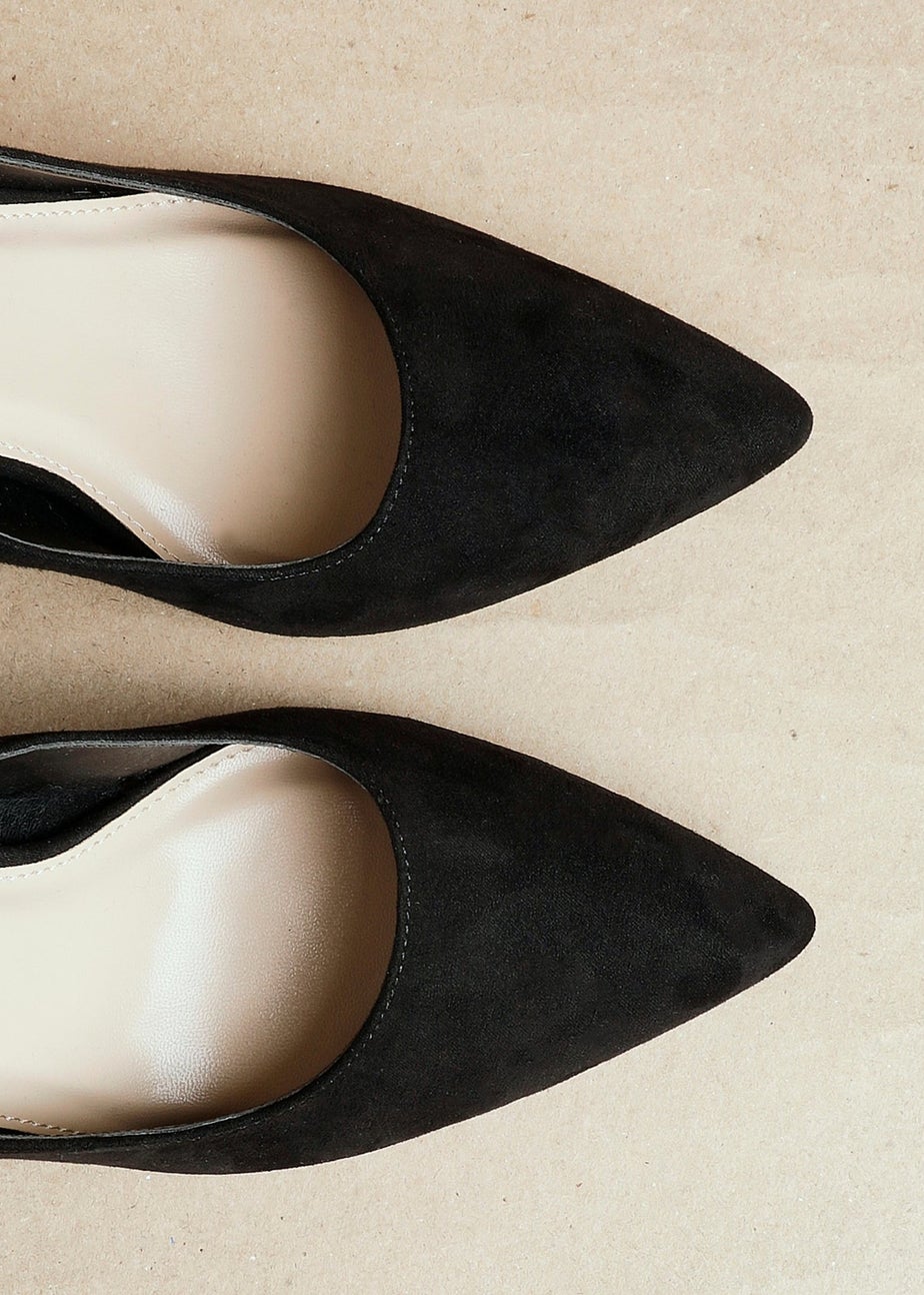 Linzi Martina Wide Fit Black Faux Suede Classic Court Heel