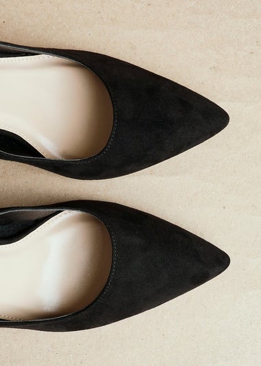 Linzi Martina Wide Fit Black Faux Suede Classic Court Heel