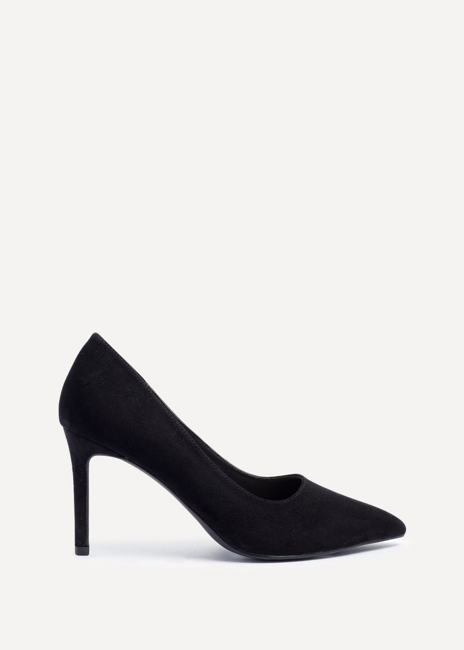 Linzi Martina Wide Fit Black Faux Suede Classic Court Heel