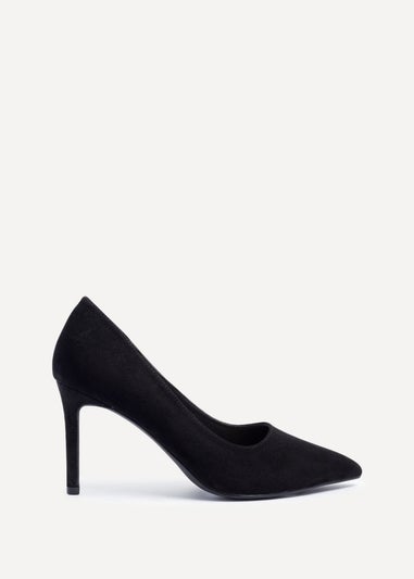 Linzi Martina Wide Fit Black Faux Suede Classic Court Heel