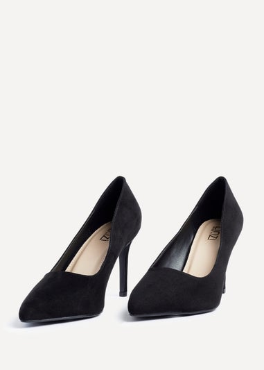 Linzi Martina Wide Fit Black Faux Suede Classic Court Heel