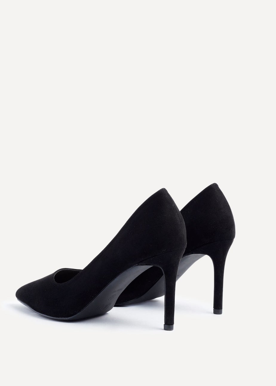 Linzi Martina Wide Fit Black Faux Suede Classic Court Heel