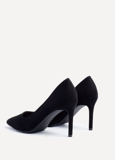 Linzi Martina Wide Fit Black Faux Suede Classic Court Heel
