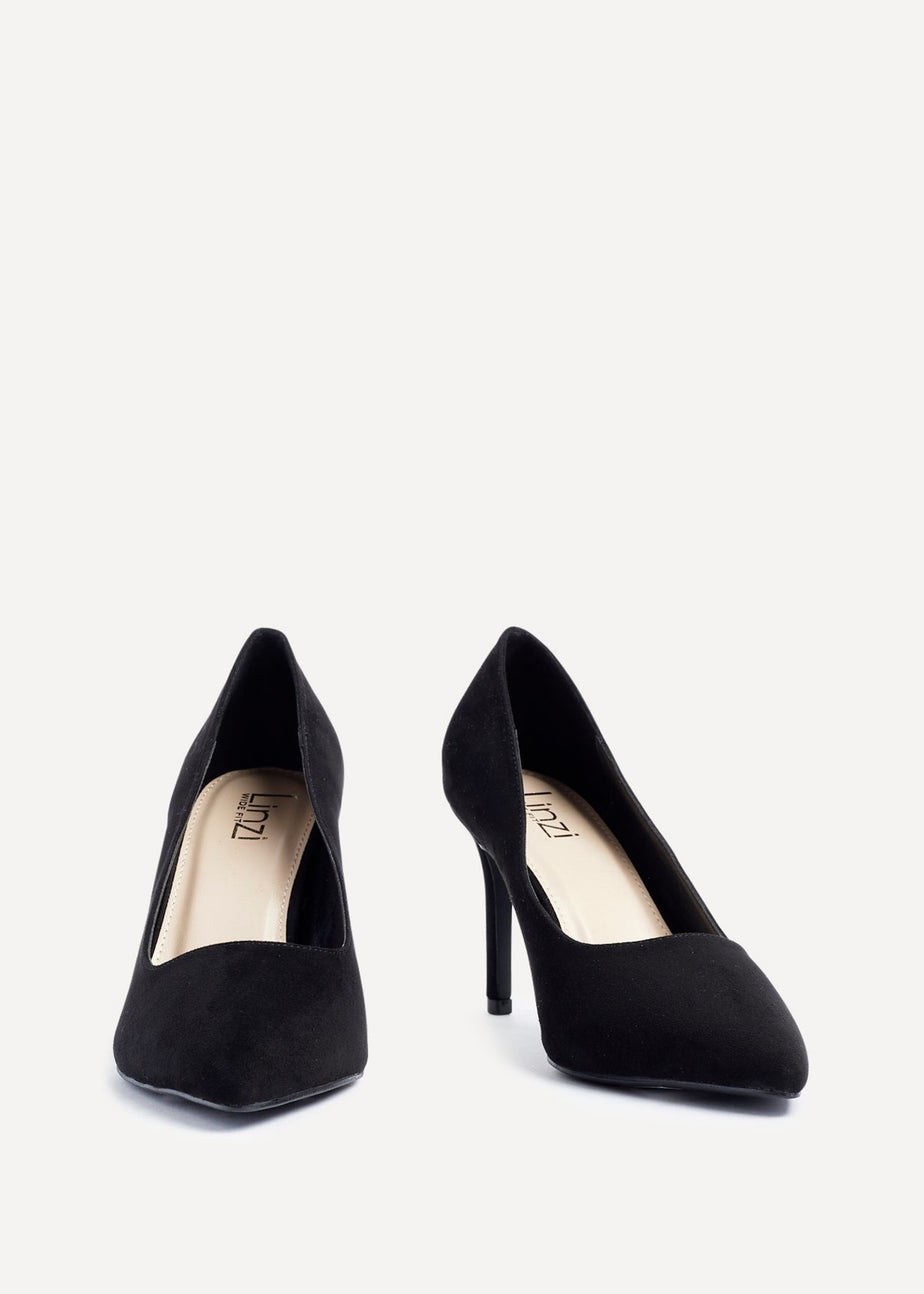Linzi Martina Wide Fit Black Faux Suede Classic Court Heel
