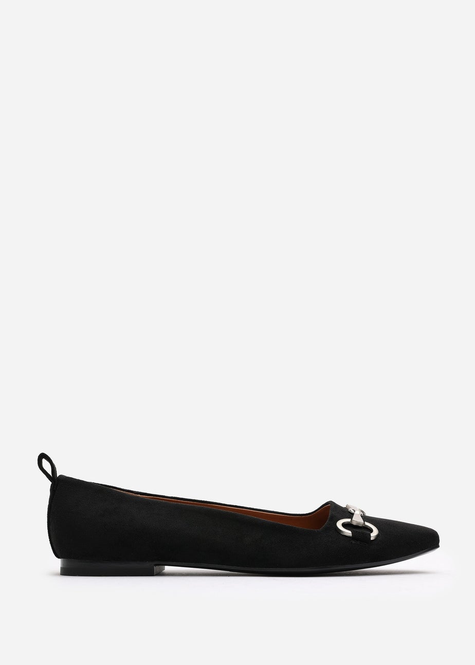 Where's That From Kira Black Suede Flat Pumps