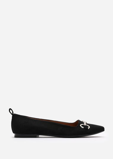 Where's That From Kira Black Suede Flat Pumps