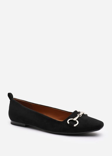 Where's That From Kira Black Suede Flat Pumps