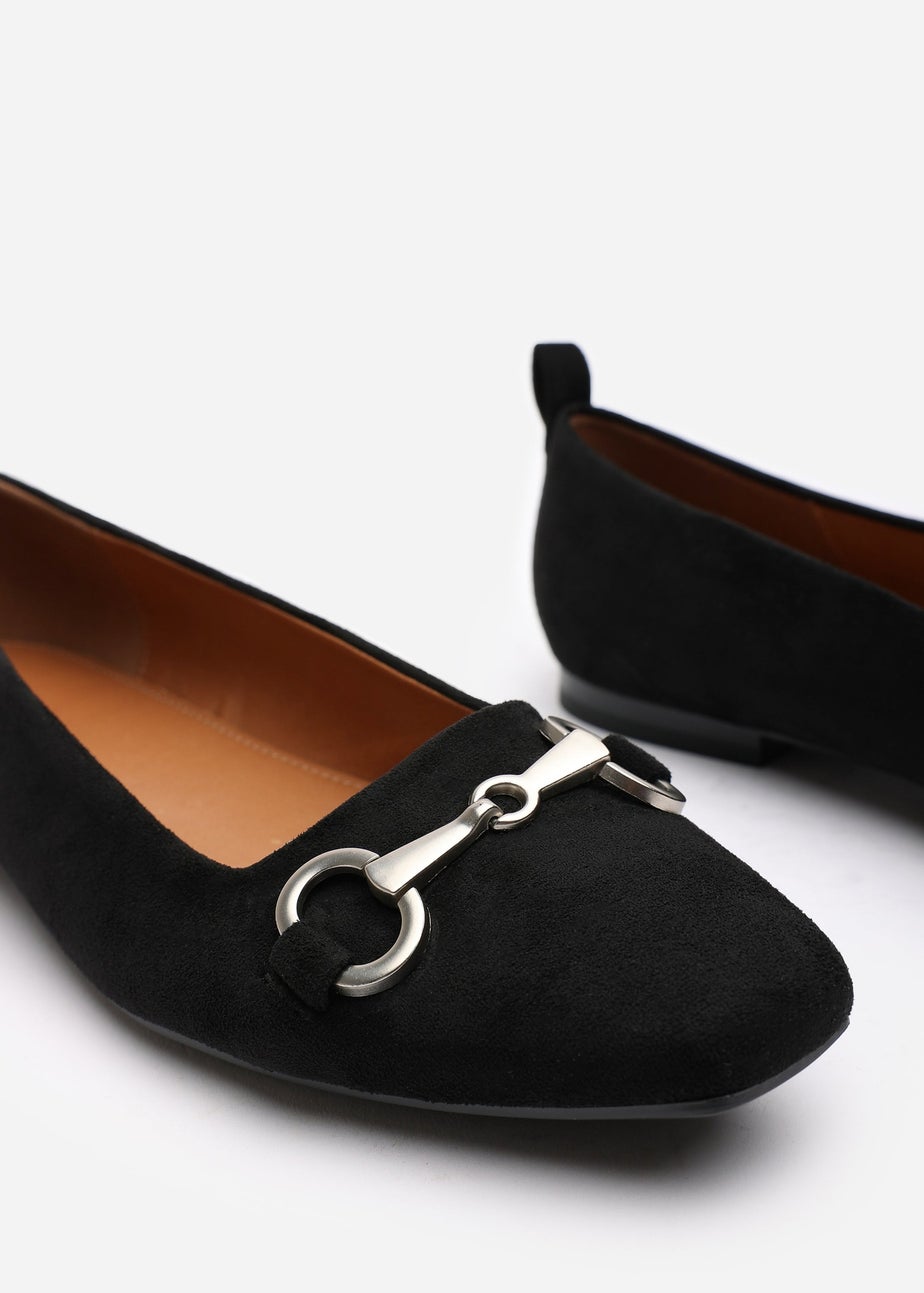 Where's That From Kira Black Suede Flat Pumps