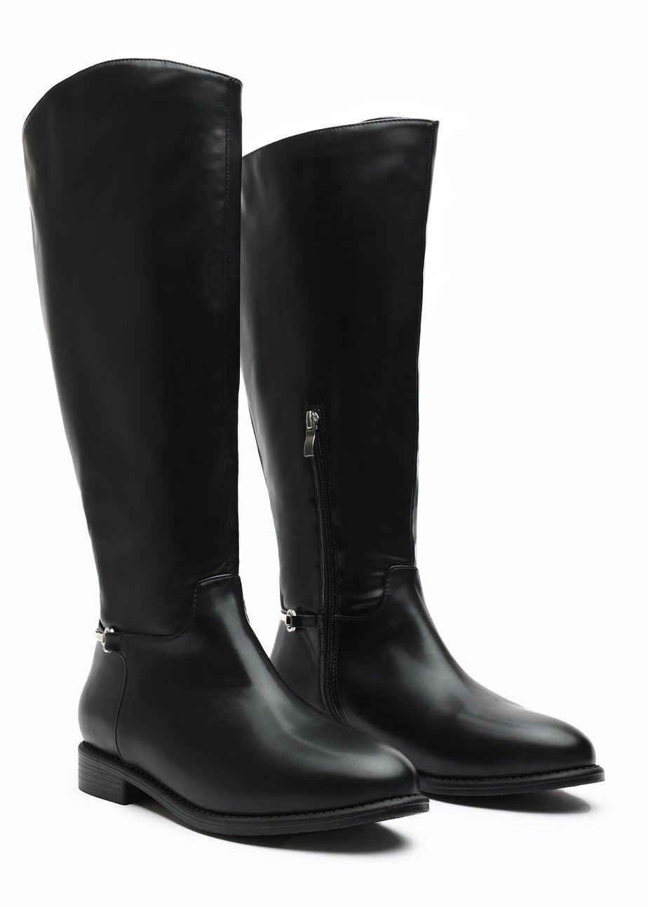 Where's That From Monroe Black PU Knee High Boots