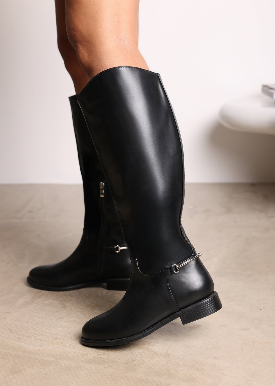 Where's That From Monroe Black PU Knee High Boots