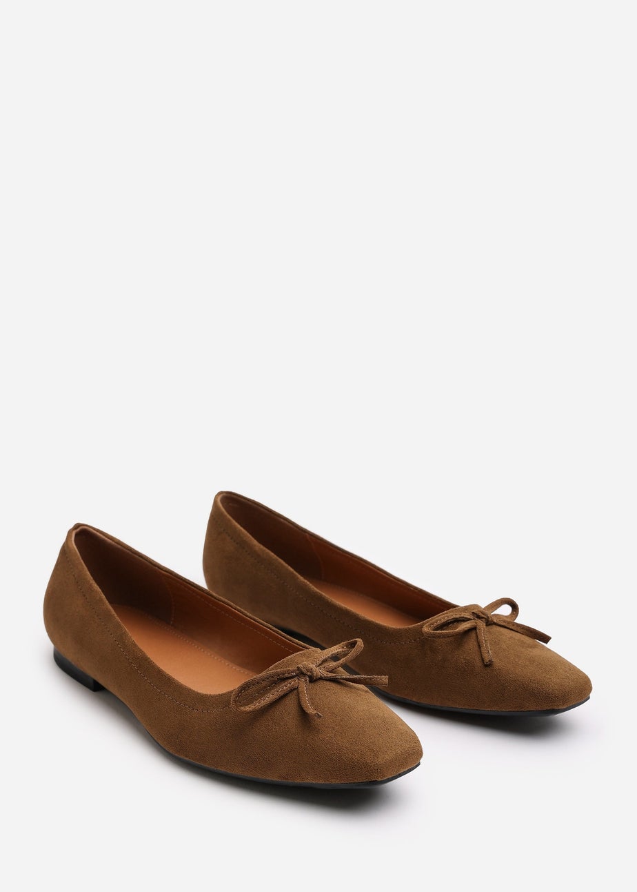 Where's That From Lauren Khaki Suede Flat Pumps